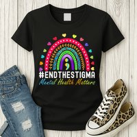 Mental Health Matters End The Stigma Rainbow Leopard Boho Womens T-Shirt