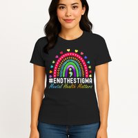 Mental Health Matters End The Stigma Rainbow Leopard Boho Womens T-Shirt