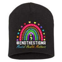 Mental Health Matters End The Stigma Rainbow Leopard Boho Short Acrylic Beanie