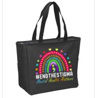 Mental Health Matters End The Stigma Rainbow Leopard Boho Zip Tote Bag