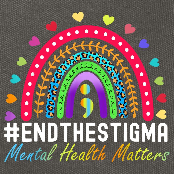 Mental Health Matters End The Stigma Rainbow Leopard Boho Cotton Canvas Backpack