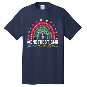 Mental Health Matters End The Stigma Rainbow Leopard Boho Tall T-Shirt