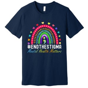 Mental Health Matters End The Stigma Rainbow Leopard Boho Premium T-Shirt