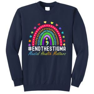 Mental Health Matters End The Stigma Rainbow Leopard Boho Tall Sweatshirt