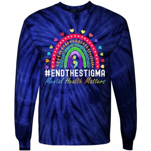 Mental Health Matters End The Stigma Rainbow Leopard Boho Tie-Dye Long Sleeve Shirt