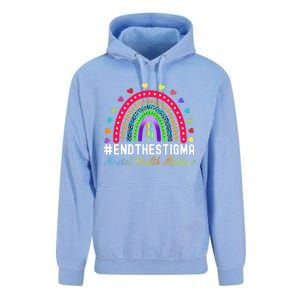 Mental Health Matters End The Stigma Rainbow Leopard Boho Unisex Surf Hoodie