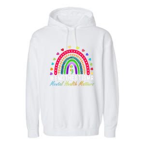 Mental Health Matters End The Stigma Rainbow Leopard Boho Garment-Dyed Fleece Hoodie