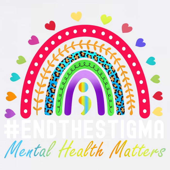 Mental Health Matters End The Stigma Rainbow Leopard Boho Garment-Dyed Sweatshirt