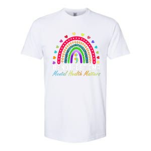 Mental Health Matters End The Stigma Rainbow Leopard Boho Softstyle CVC T-Shirt