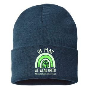 Mental Health Matters We Wear Green Mental Health Awareness Sustainable Knit Beanie