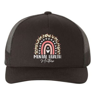 Mental Health Matters Awareness Month Rainbow Leopard Yupoong Adult 5-Panel Trucker Hat