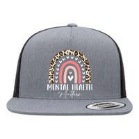 Mental Health Matters Awareness Month Rainbow Leopard Flat Bill Trucker Hat