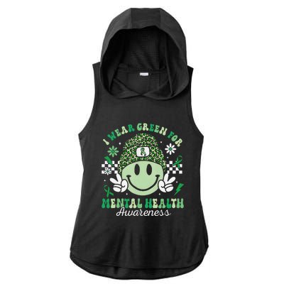 Mental Health Matters I Wear Green Mental Health Awareness Ladies PosiCharge Tri-Blend Wicking Draft Hoodie Tank