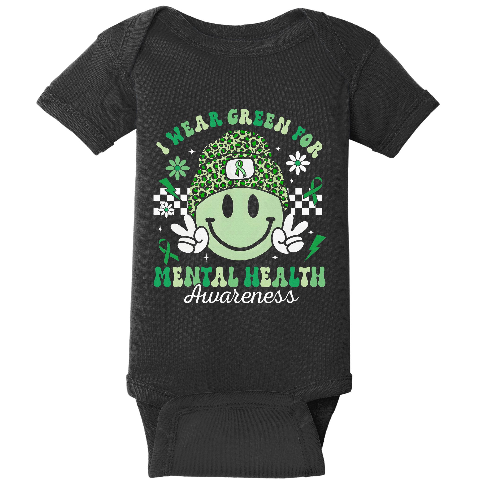 Mental Health Matters I Wear Green Mental Health Awareness Baby Bodysuit