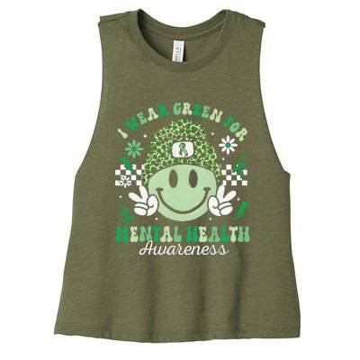 Mental Health Matters I Wear Green Mental Health Awareness Women's Racerback Cropped Tank