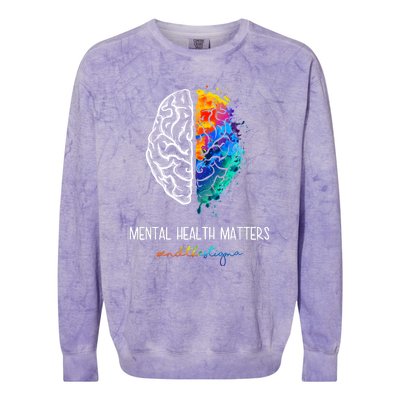 Mental Health Matter End The Stigma Colorful Brain Colorblast Crewneck Sweatshirt