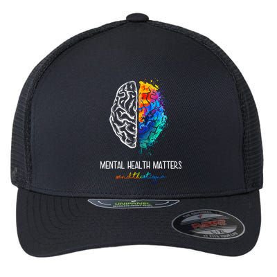 Mental Health Matter End The Stigma Colorful Brain Flexfit Unipanel Trucker Cap