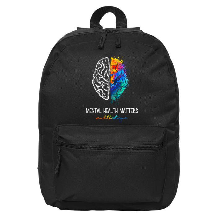 Mental Health Matter End The Stigma Colorful Brain 16 in Basic Backpack