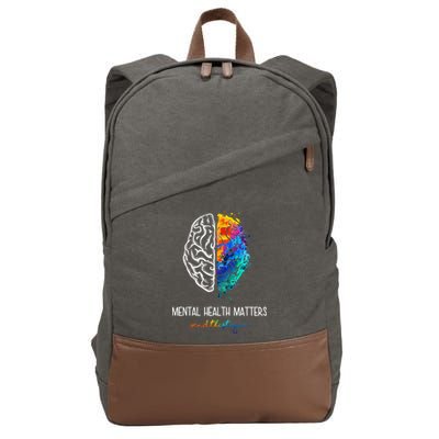 Mental Health Matter End The Stigma Colorful Brain Cotton Canvas Backpack