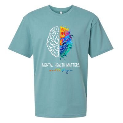 Mental Health Matter End The Stigma Colorful Brain Sueded Cloud Jersey T-Shirt