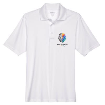 Mental Health Matter End The Stigma Colorful Brain Men's Origin Performance Pique Polo