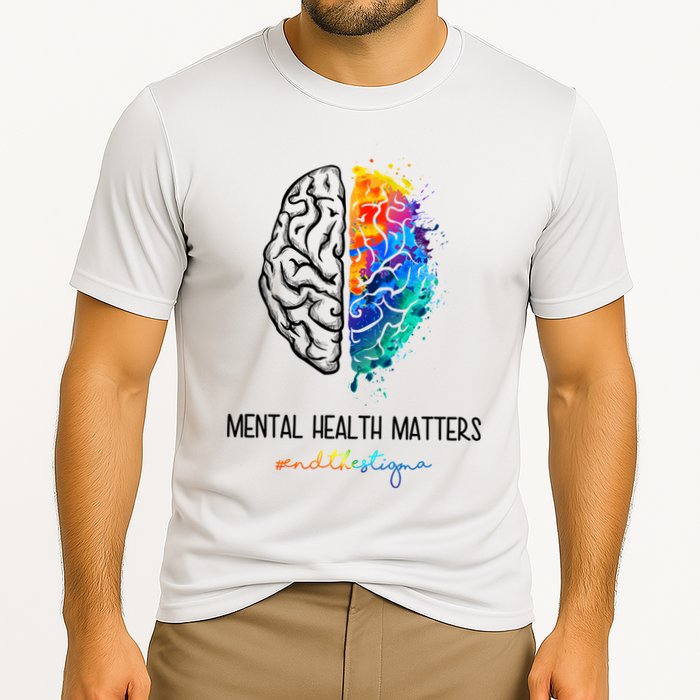 Mental Health Matter End The Stigma Colorful Brain Performance Shirt