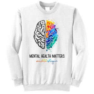 Mental Health Matter End The Stigma Colorful Brain Sweatshirt