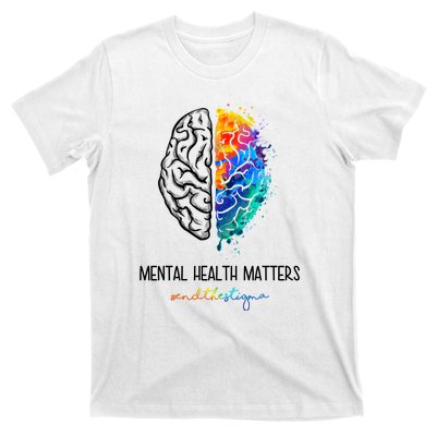 Mental Health Matter End The Stigma Colorful Brain T-Shirt