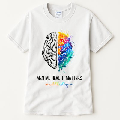 Mental Health Matter End The Stigma Colorful Brain Tall T-Shirt
