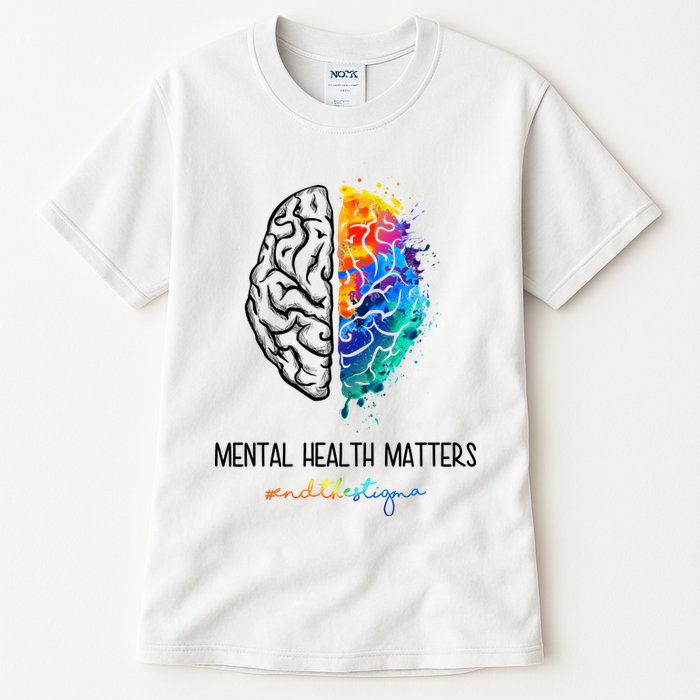 Mental Health Matter End The Stigma Colorful Brain Tall T-Shirt