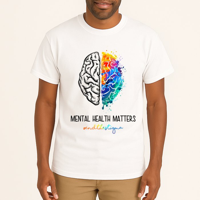 Mental Health Matter End The Stigma Colorful Brain Tall T-Shirt