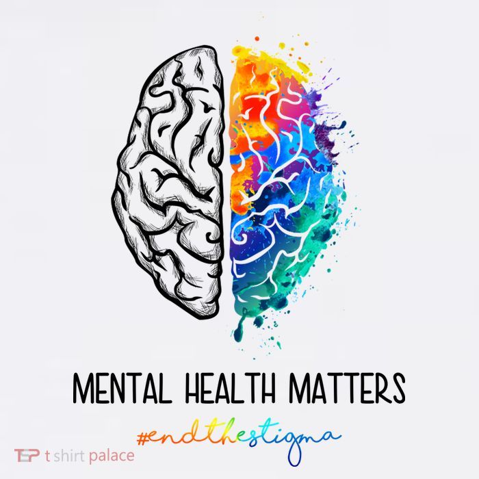 Mental Health Matter End The Stigma Colorful Brain Button