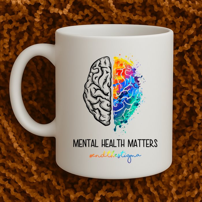Mental Health Matter End The Stigma Colorful Brain Mug