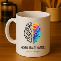 Mental Health Matter End The Stigma Colorful Brain Mug