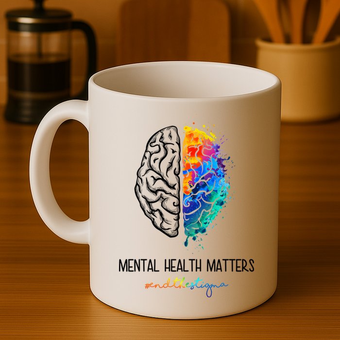 Mental Health Matter End The Stigma Colorful Brain Mug