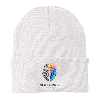 Mental Health Matter End The Stigma Colorful Brain Beanie