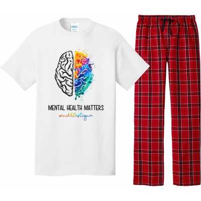 Mental Health Matter End The Stigma Colorful Brain Pajama Set