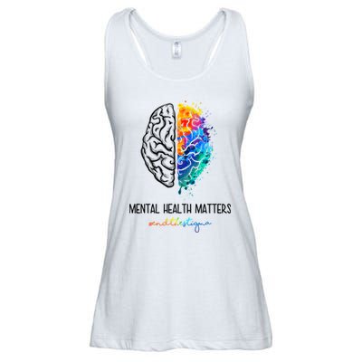 Mental Health Matter End The Stigma Colorful Brain Ladies Essential Flowy Tank