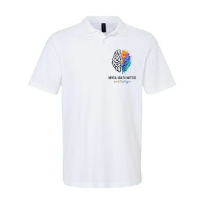 Mental Health Matter End The Stigma Colorful Brain Softstyle Adult Sport Polo