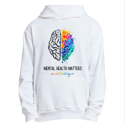 Mental Health Matter End The Stigma Colorful Brain Urban Pullover Hoodie