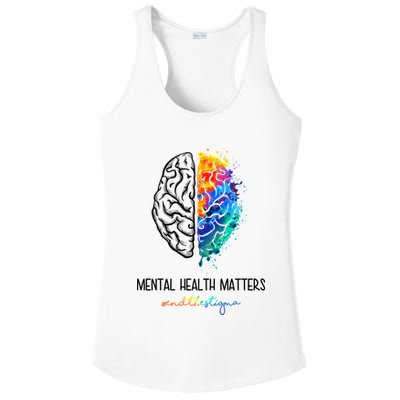 Mental Health Matter End The Stigma Colorful Brain Ladies PosiCharge Competitor Racerback Tank
