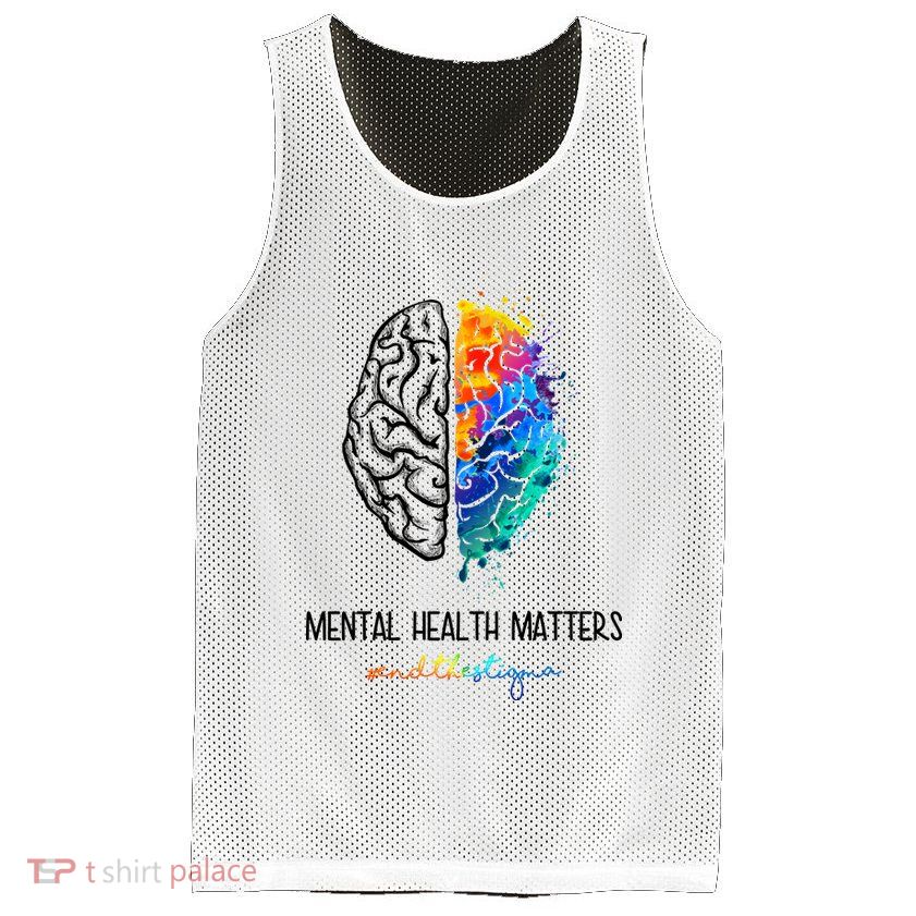 Mental Health Matter End The Stigma Colorful Brain Mesh Reversible Basketball Jersey Tank