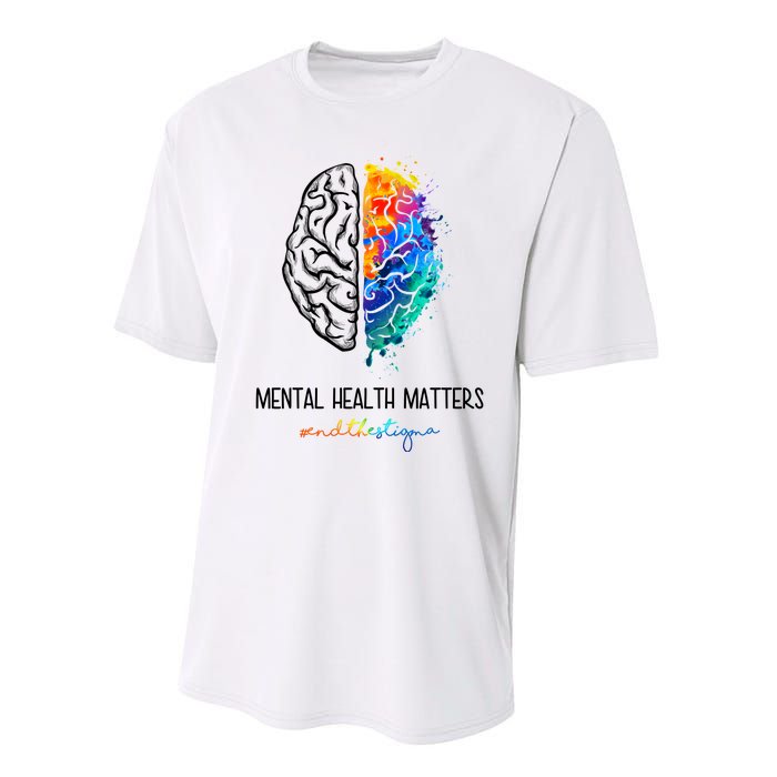 Mental Health Matter End The Stigma Colorful Brain Performance Sprint T-Shirt