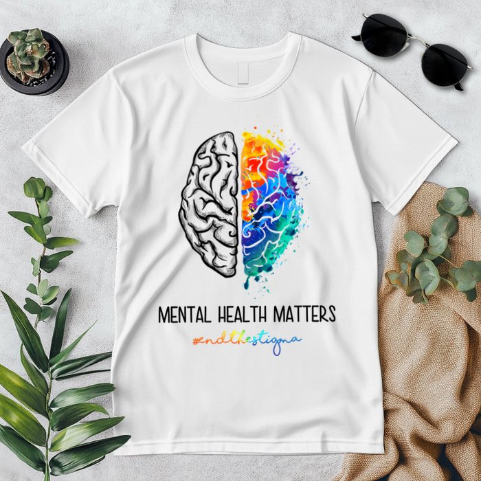 Mental Health Matter End The Stigma Colorful Brain Premium T-Shirt