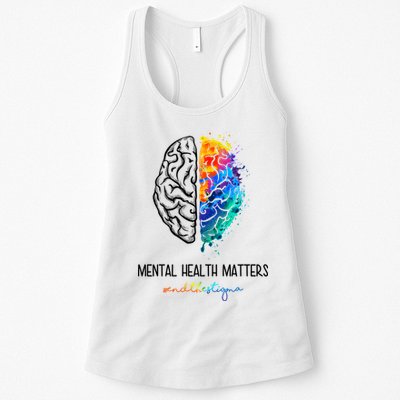 Mental Health Matter End The Stigma Colorful Brain Womens Tank Top