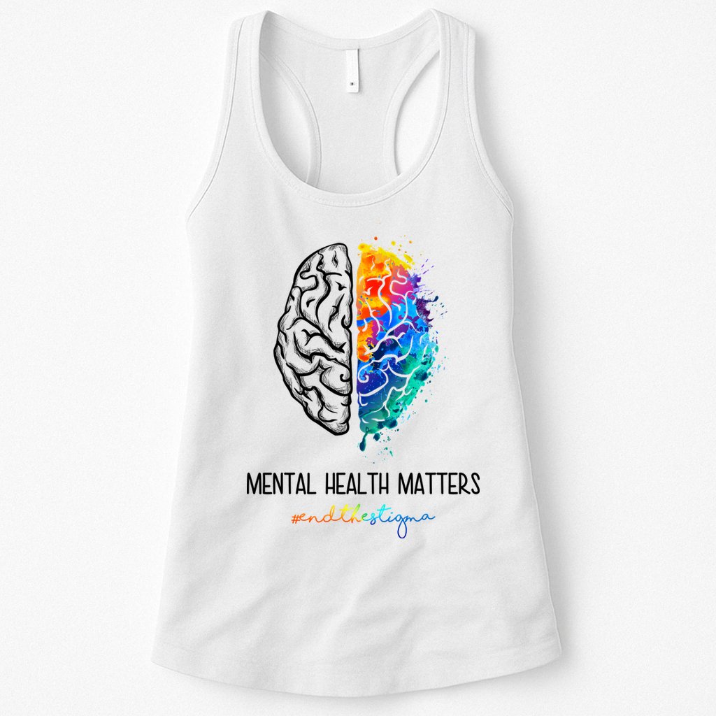 Mental Health Matter End The Stigma Colorful Brain Womens Tank Top