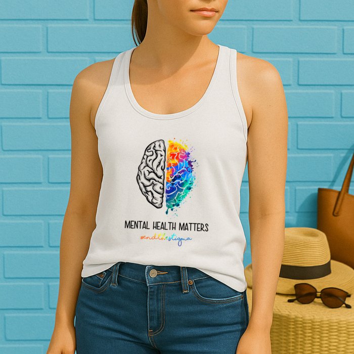 Mental Health Matter End The Stigma Colorful Brain Womens Tank Top