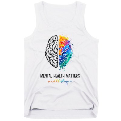 Mental Health Matter End The Stigma Colorful Brain Tank Top