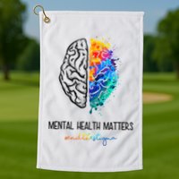 Mental Health Matter End The Stigma Colorful Brain Golf Towel