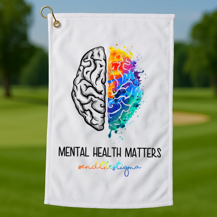 Mental Health Matter End The Stigma Colorful Brain Golf Towel
